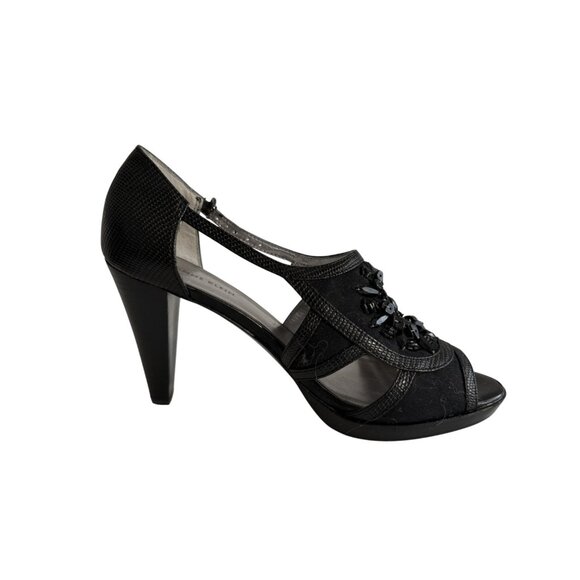 AK Anne Klein Black Fabric Evening Stiletto Heels – Size 6M - Picture 3 of 11